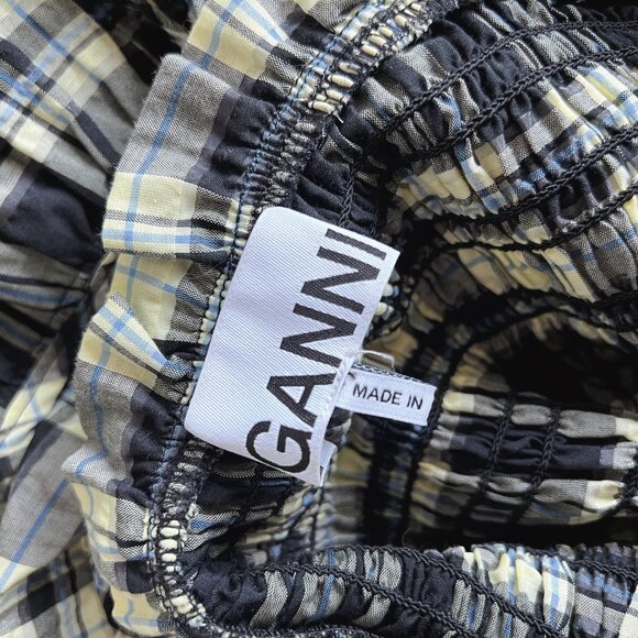 GANNI Yellow Checkered Maxi Dress Size 34 / Small - Picture 4 of 7